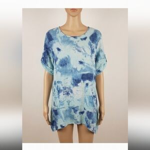 Cherishh Blue Oversized Tunic with Short Sleeves